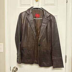 Cole Haan Brown Lambskin Leather Blazer Jacket Women's Size Small